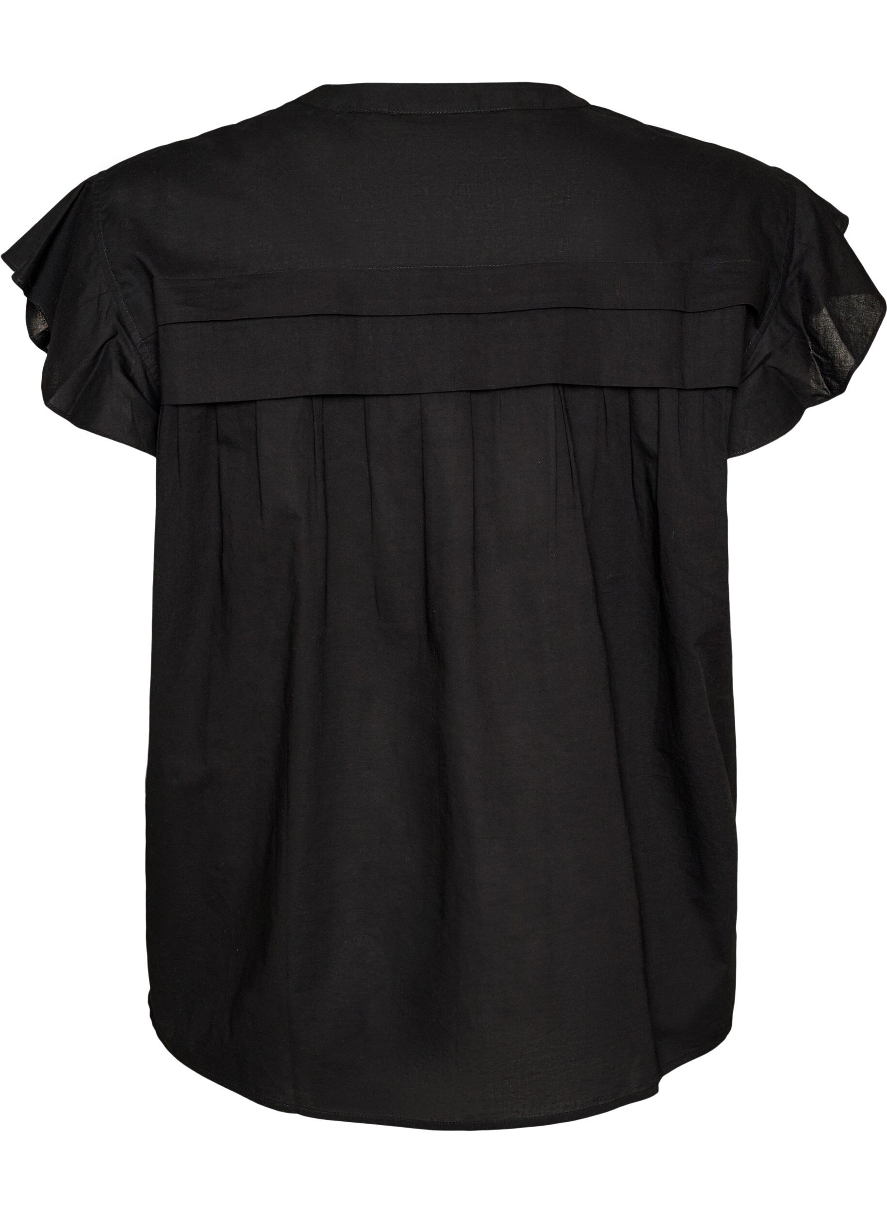 Zizzi&Auml;rmellose Hemdbluse in A-Linie aus Baumwolle, Schwarz, Packshot image number 1