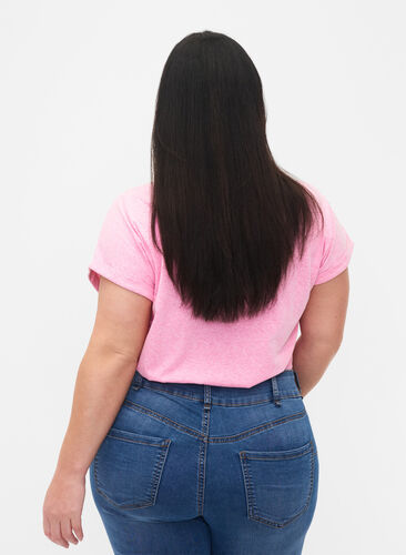 Melange-T-Shirt mit kurzen Ärmeln, Rosebloom Mél, Model image number 1
