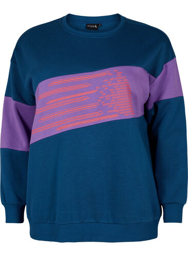 Sweatshirt mit sportlichem Druck, Blue Wing Teal Comb, Packshot image number 0