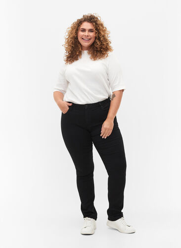 Slim Fit Emily Jeans mit normaler Taillenhöhe, Black, Model image number 0