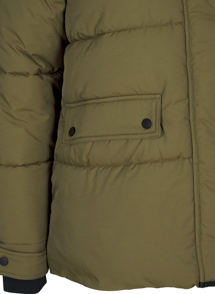 Kurze Steppjacke mit Kontrastdetails, Grün, Packshot image number 3