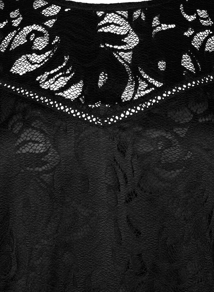 Bluse mit Spitze und kurzen Ärmeln, Black, Packshot image number 2