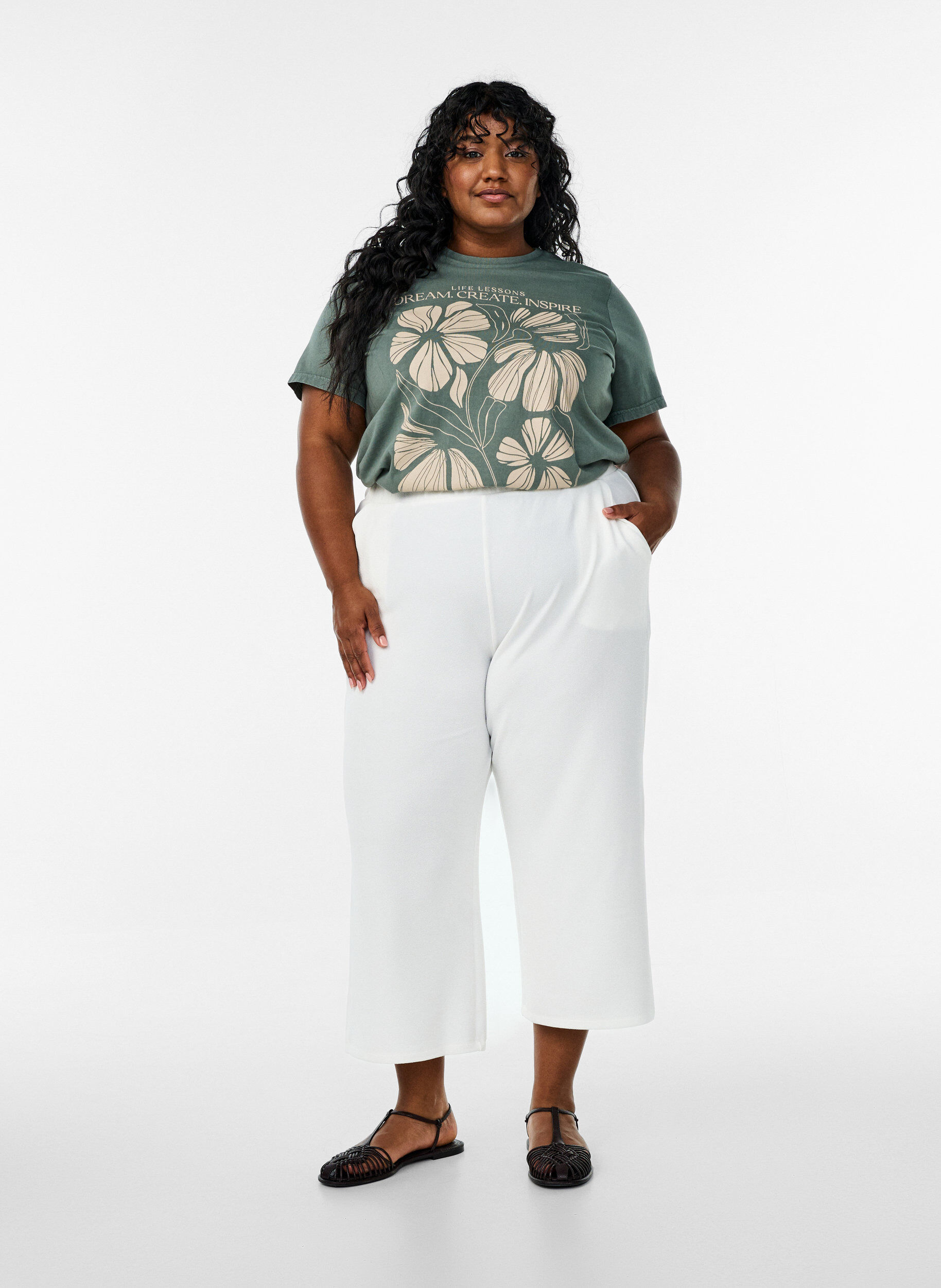 Lose Hose mit 7/8-L&auml;nge, Wei&szlig;, Model