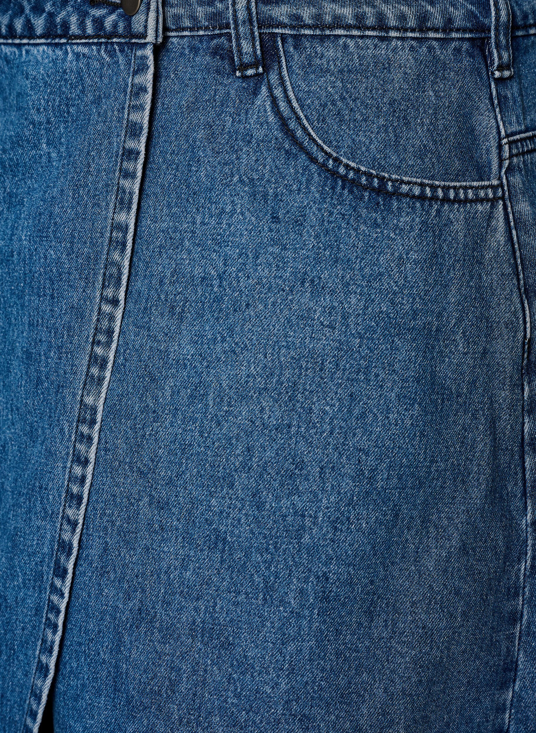 Zizzi Kurzer Rock in A-Linie aus Denim, Blau, Packshot image number 2