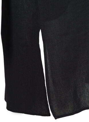 Kurzarm Kleid aus Baumwollmischung mit Leinen, Black, Packshot image number 3