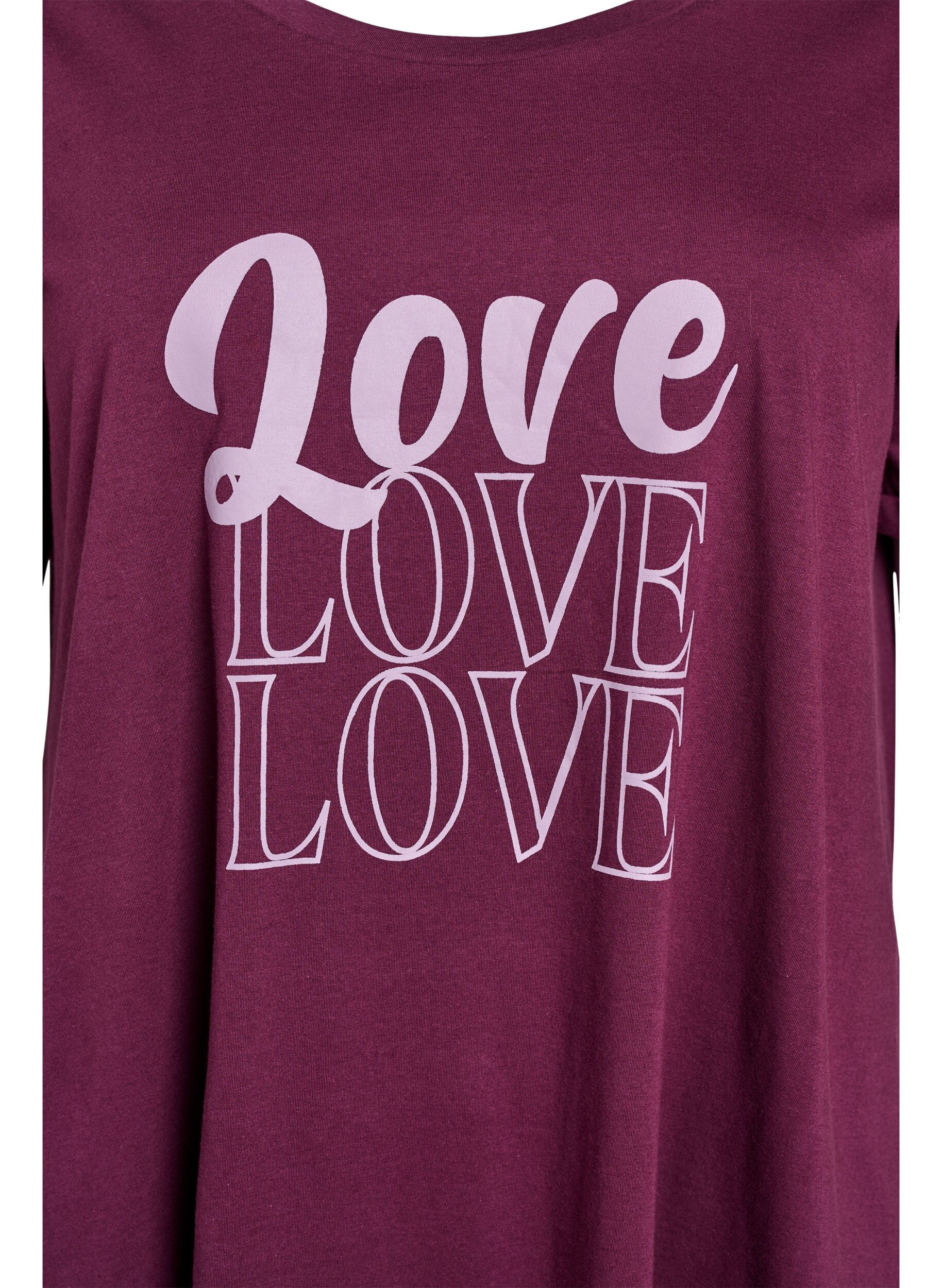 Zizzi Kurz&auml;rmeliges Nachthemd aus Bio-Baumwolle, Dunkles Bordeaux, Packshot image number 2