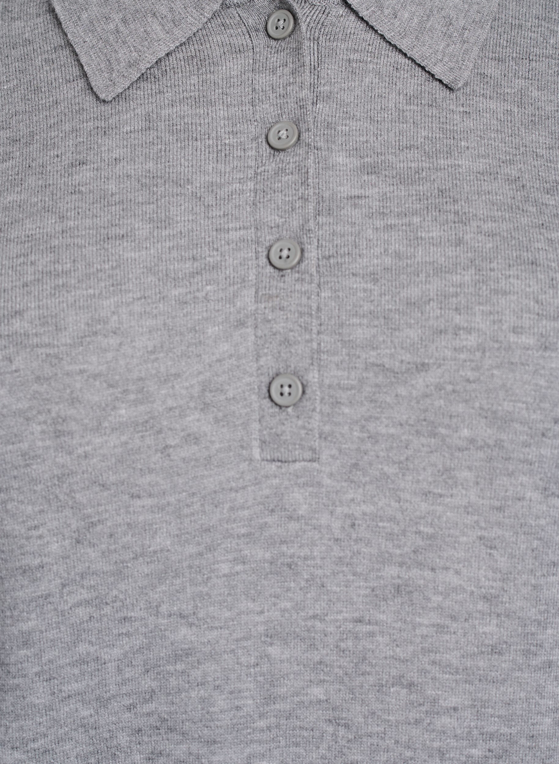 Zizzi Strickbluse mit Kragen, Grau, Packshot image number 2