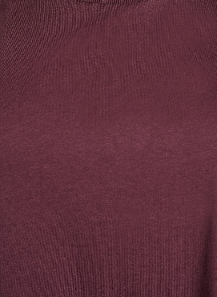 Basic-T-Shirt aus Baumwolle mit Schulterpolstern, Dunkles Bordeaux, Packshot image number 2