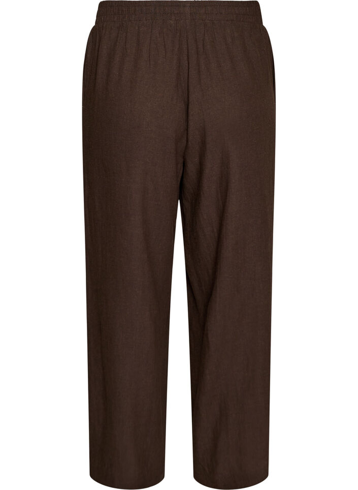 Hose aus Leinen und Viskose mit weitem Bein, Braun, Packshot image number 1