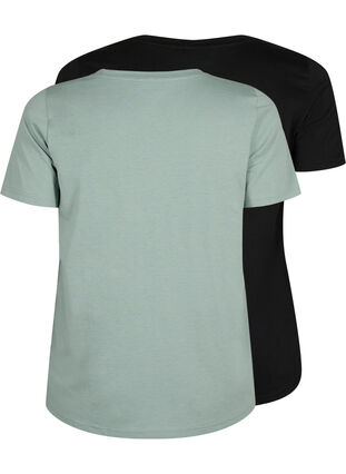 2er-Pack T-Shirts mit V-Ausschnitt, Chinois Green/Black, Packshot image number 1