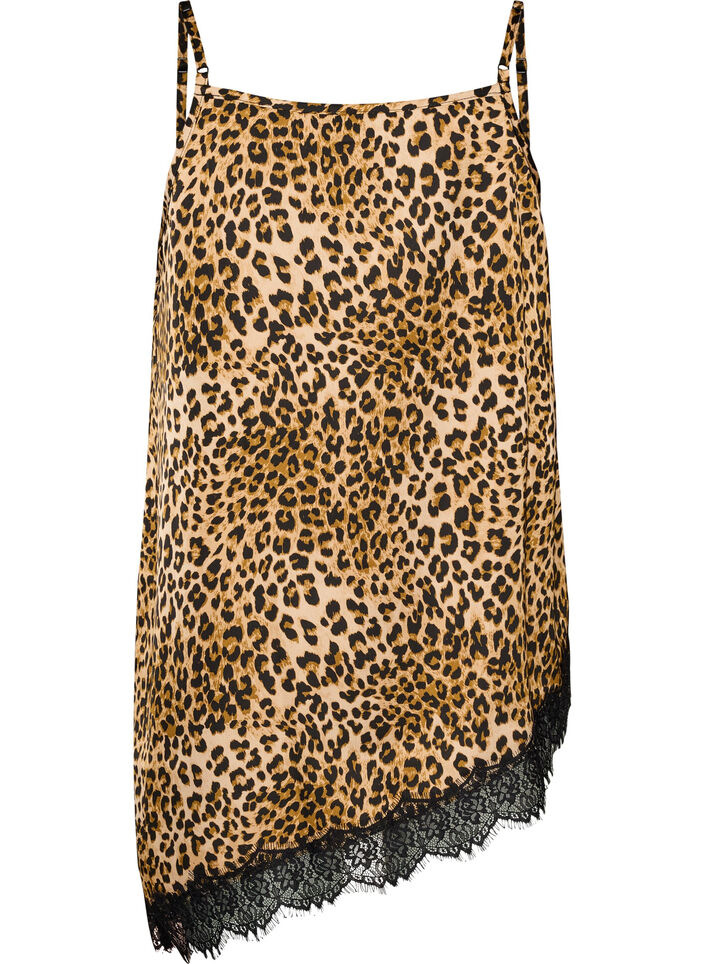 Tr&auml;gertop mit Spitze und asymmetrischem Saum, Braun, Packshot image number 1