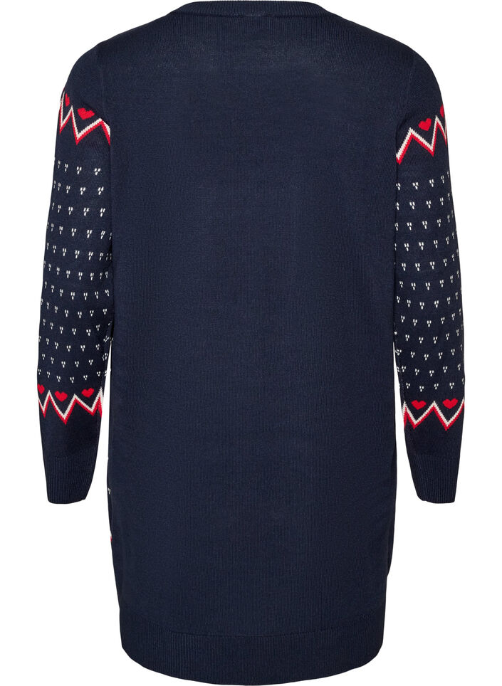 Kurzes Strickkleid mit Weihnachtsmotiv, Blau, Packshot image number 1