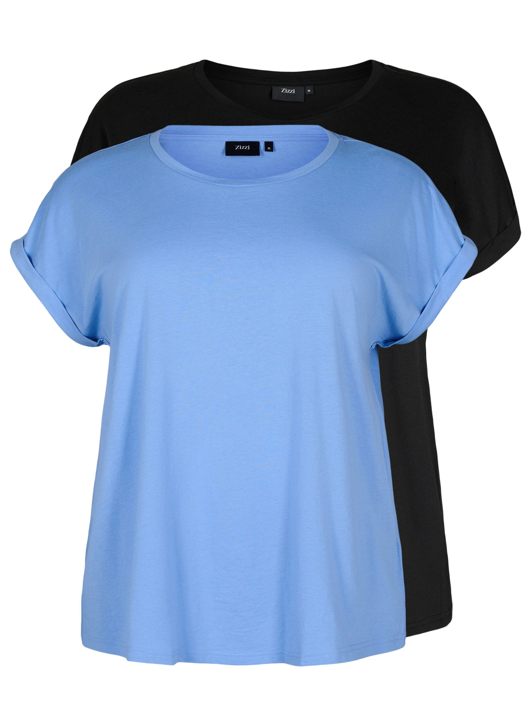 Zizzi Zwei-Pack T-Shirts mit kurzen &Auml;rmeln, Blau, Packshot image number 0