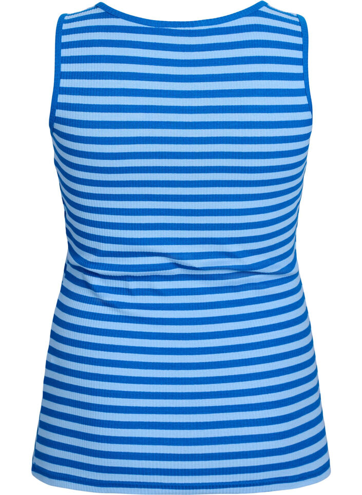 Gestreiftes Tanktop mit Rippenstruktur, Blau, Packshot image number 1
