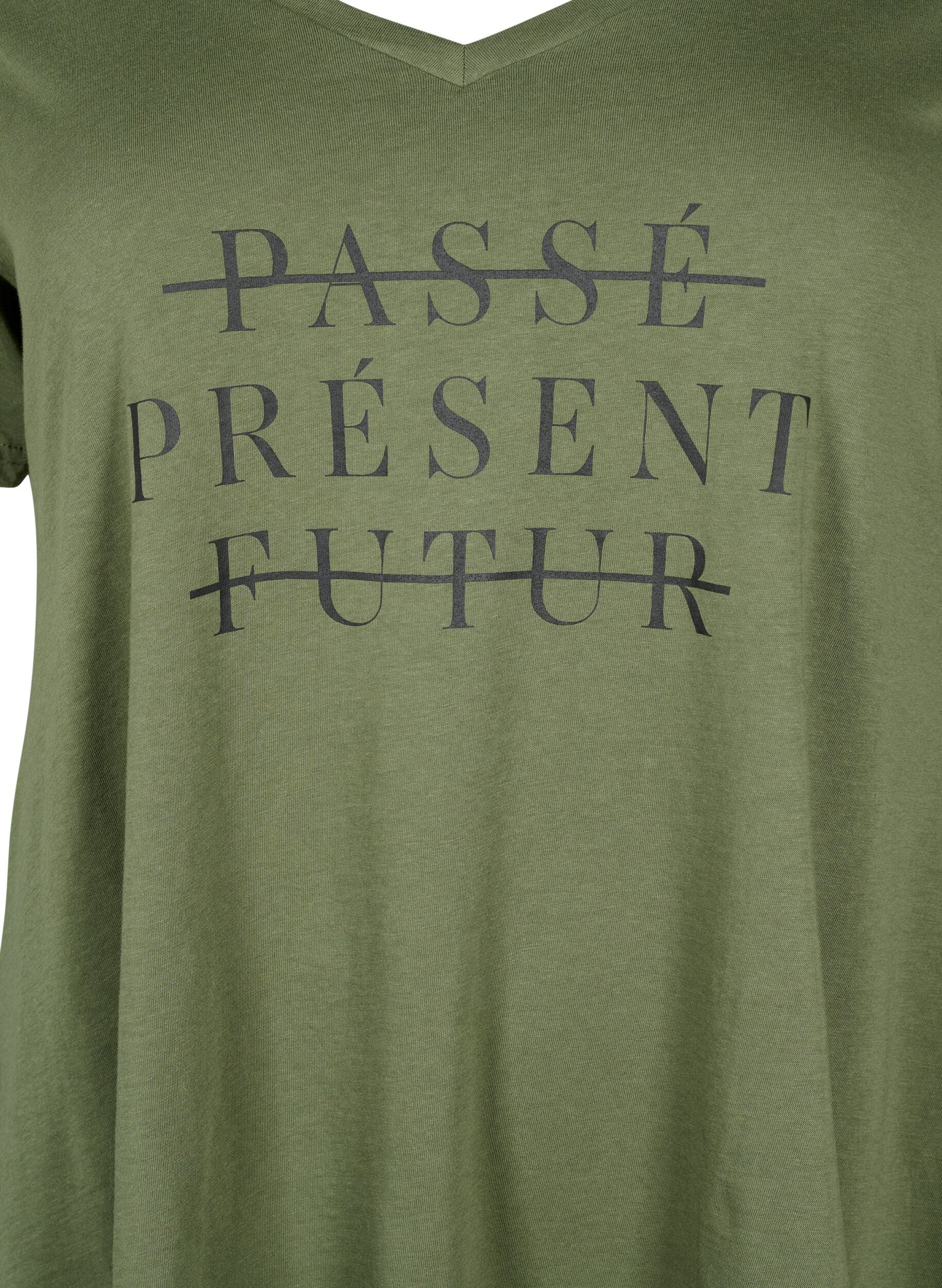 Zizzi T-Shirt aus Baumwolle mit kurzen &Auml;rmeln, Thyme PRESENT, Packshot image number 2