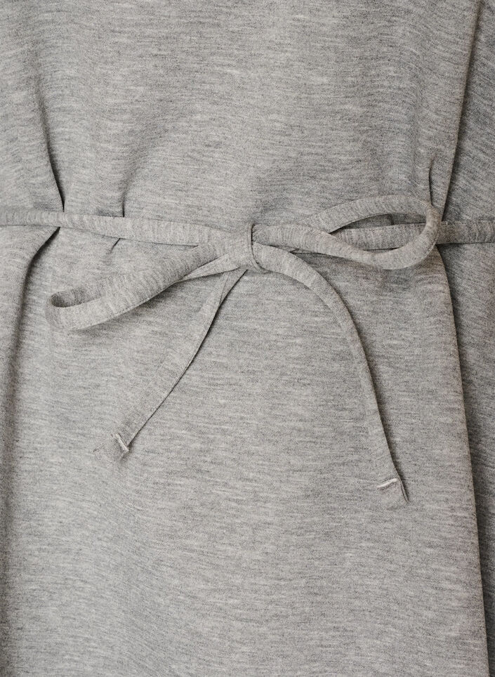 Bluse mit Bindeband und Puff&auml;rmeln, Grau, Packshot image number 2