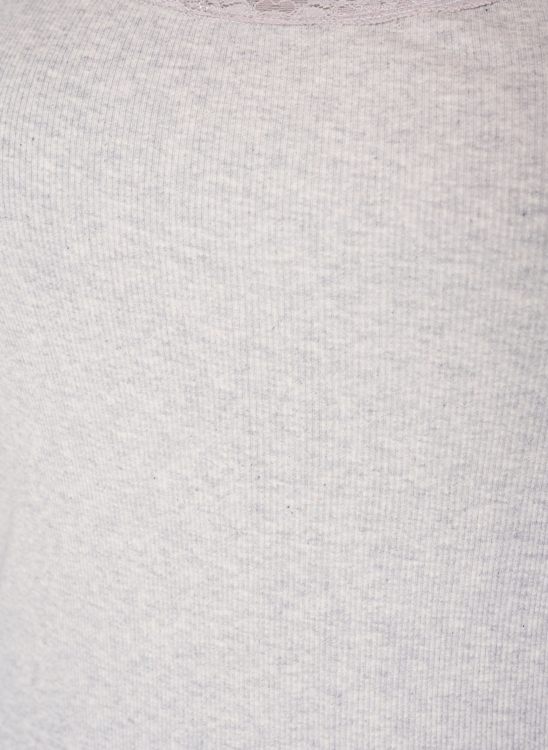 ZizziGeripptes Top mit Spitzen, Grau, Packshot image number 2