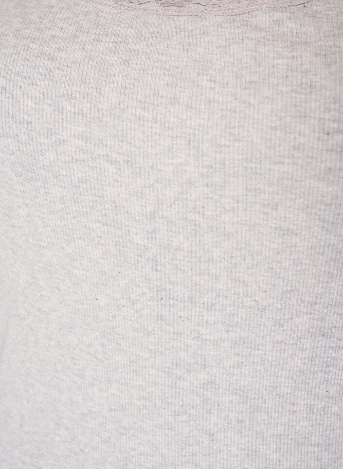 Geripptes Top mit Spitzen, Grau, Packshot image number 2