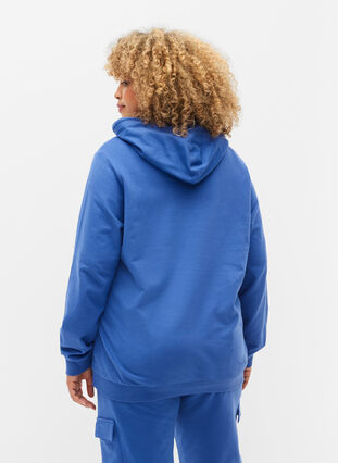 Sweatshirt mit Kapuze und Textprint, Dazzling Blue, Model image number 1