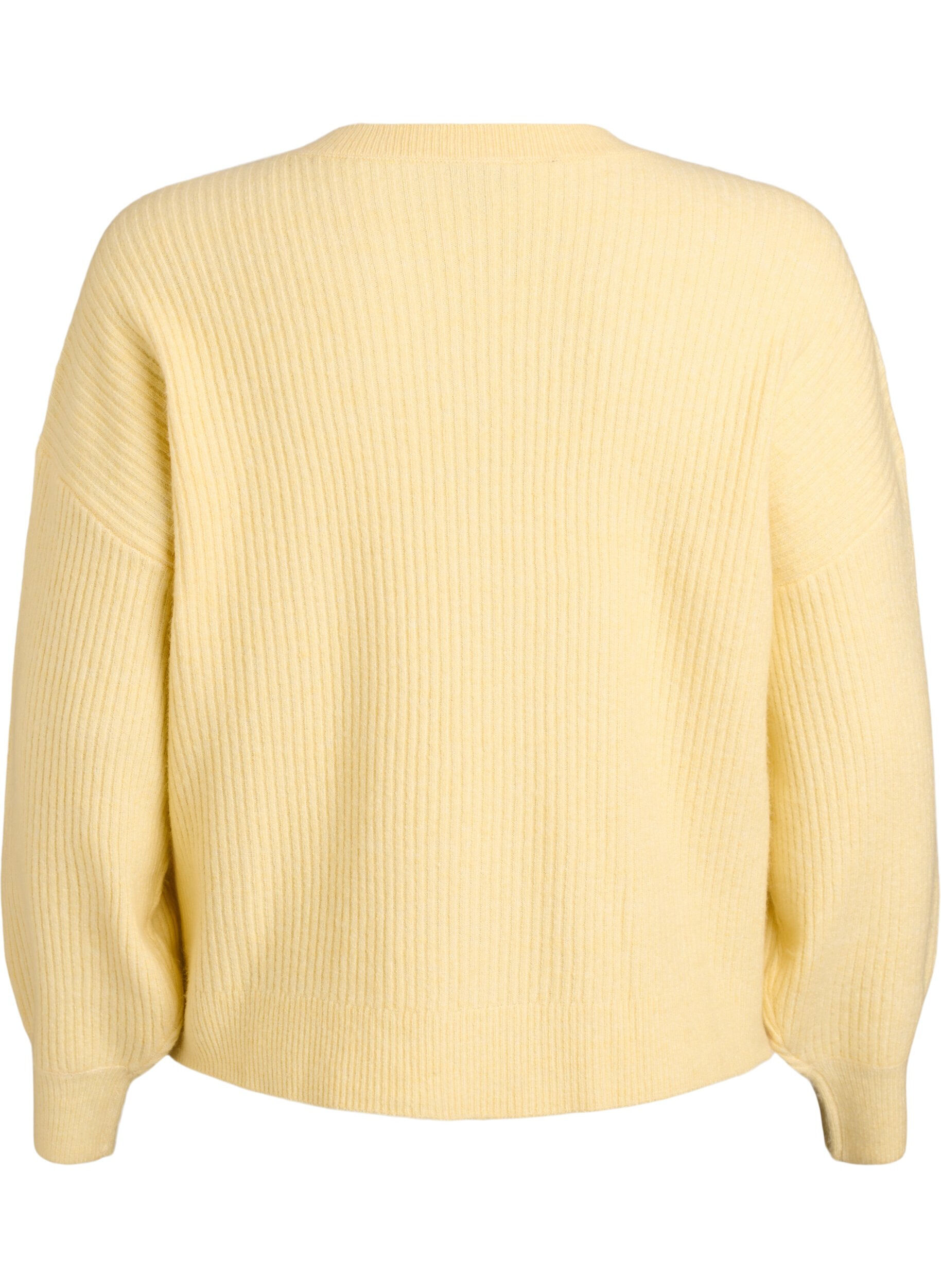 ZizziRippenstrick Strickjacke mit Kn&ouml;pfen, Gelb, Packshot image number 1