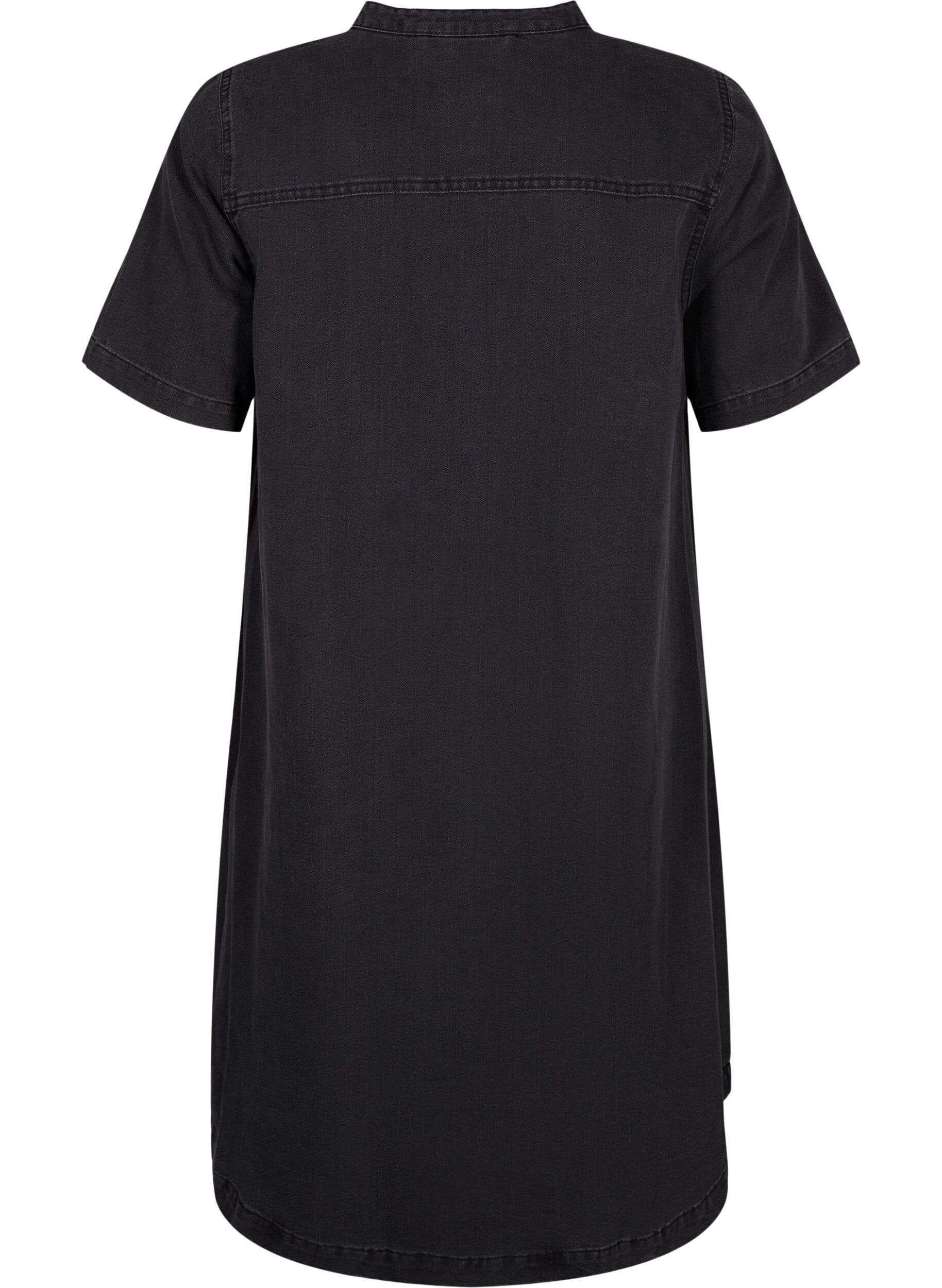 Zizzi A-f&ouml;rmiges Jeanskleid mit kurzen &Auml;rmeln, Grey Denim, Packshot image number 1