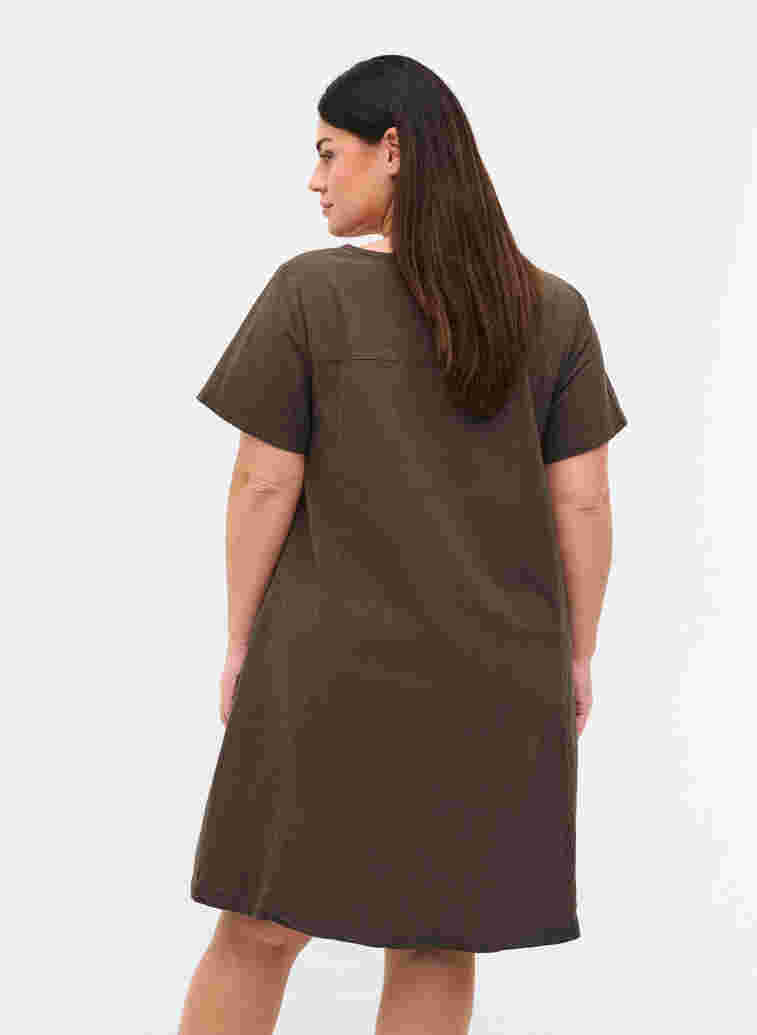 Kurzarm Kleid aus Baumwolle, Khaki Green, Model image number 1