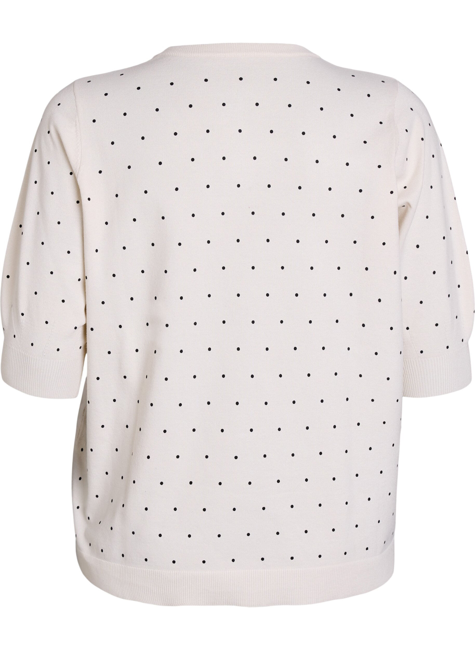 ZizziStricktop mit Polka-Dot-Muster und kurzen &Auml;rmeln, Wei&szlig;, Packshot image number 1
