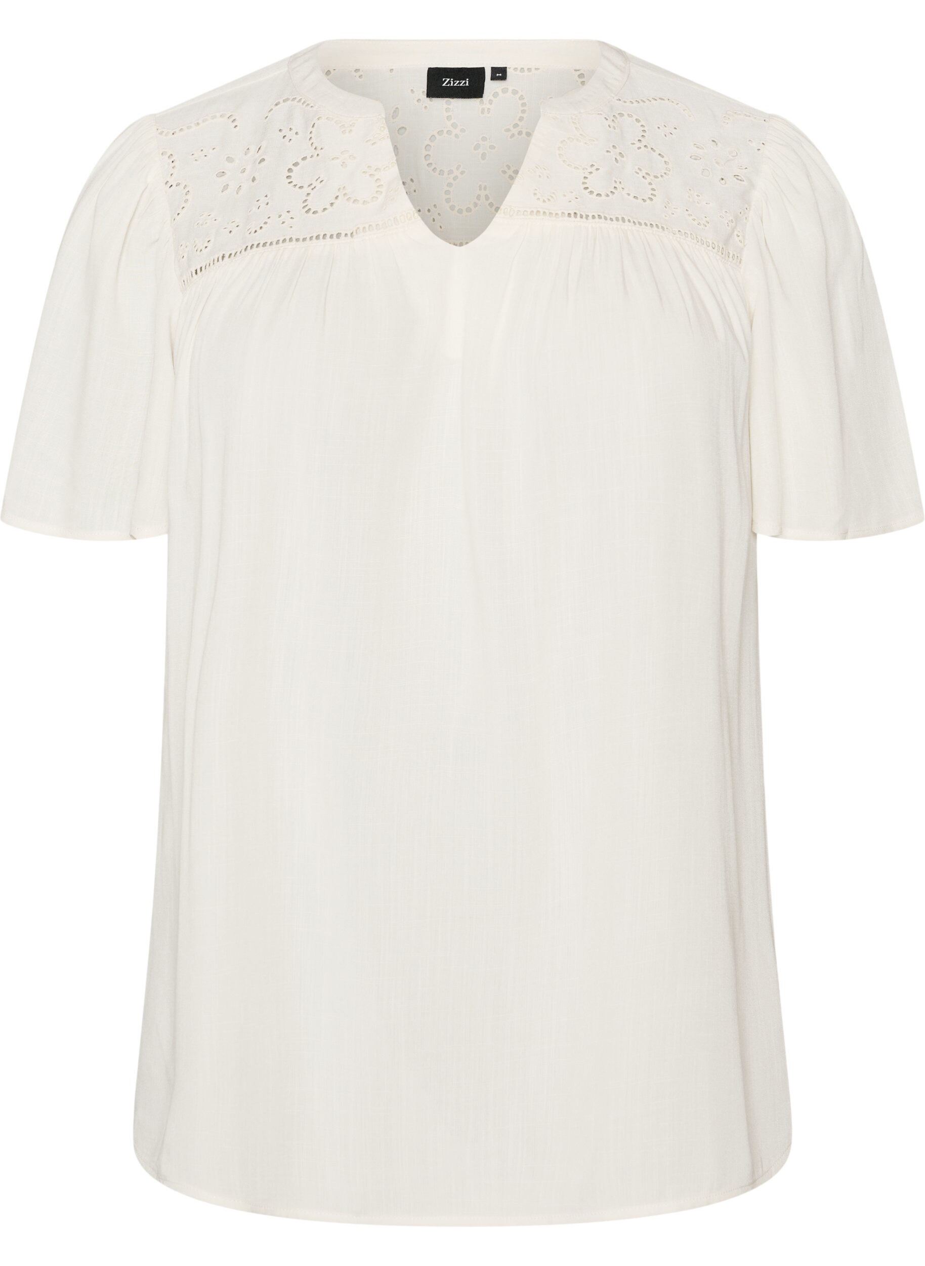 ZizziBluse aus Viskose mit Broderie Anglaise, Beige, Packshot image number 0
