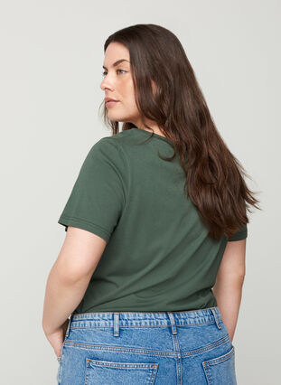 Kurzarm T-Shirt mit Print, Green w. Eagle , Model image number 1