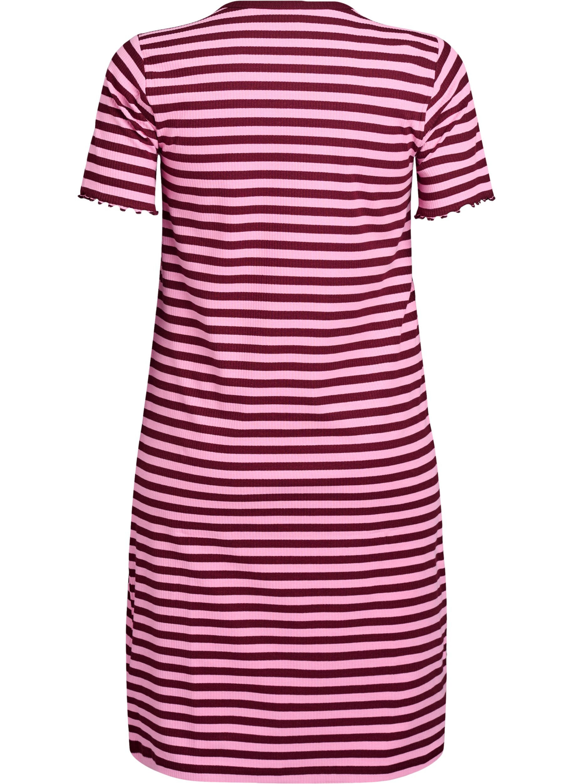 Zizzi T-Shirtkleid aus geripptem Jersey in Kniel&auml;nge, Dunkles Bordeaux, Packshot image number 1