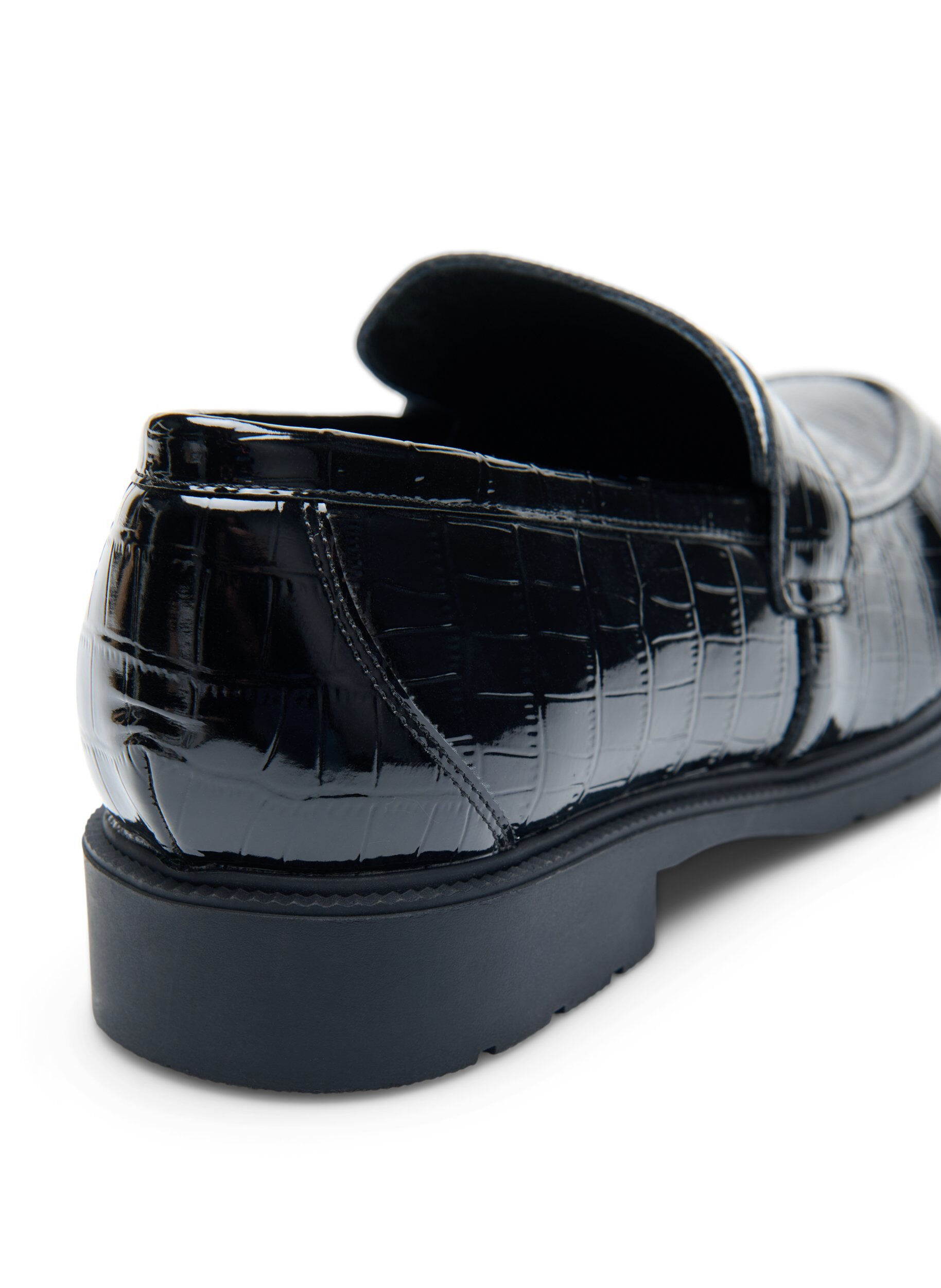 Zizzi Krokodil-Halbschuhe aus Leder mit breiter Passform, Black, Packshot image number 4