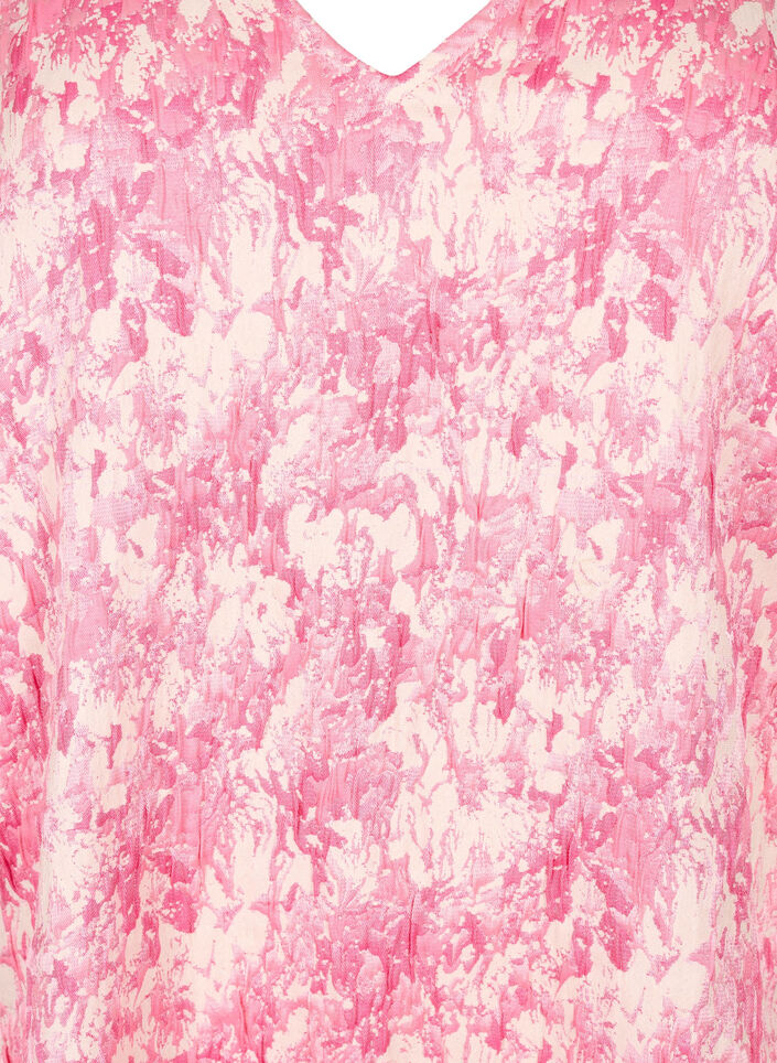 Kleid mit kurzen Puffärmeln, Chateau Rose AOP, Packshot image number 2