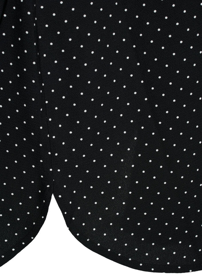 Bedrucktes Kleid mit Kordelzug an der Taille, Black Dot, Packshot image number 3