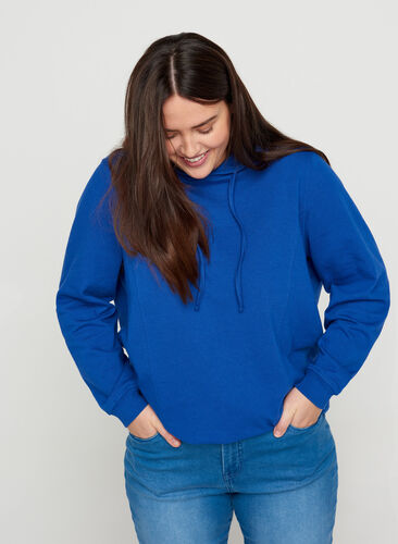 Sweatshirt mit Kapuze und Rippbündchen, Deep Blue , Model image number 0