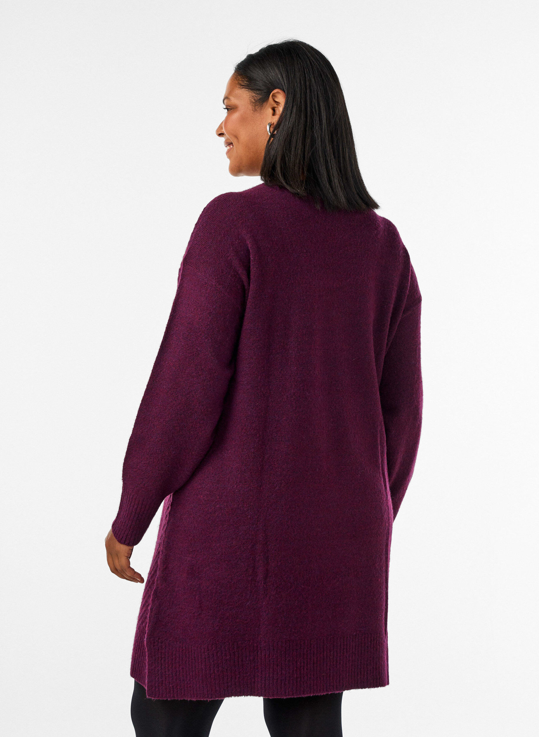 ZizziKurzes Strickkleid mit V-f&ouml;rmigem Strukturmuster, Rot, Model image number 2