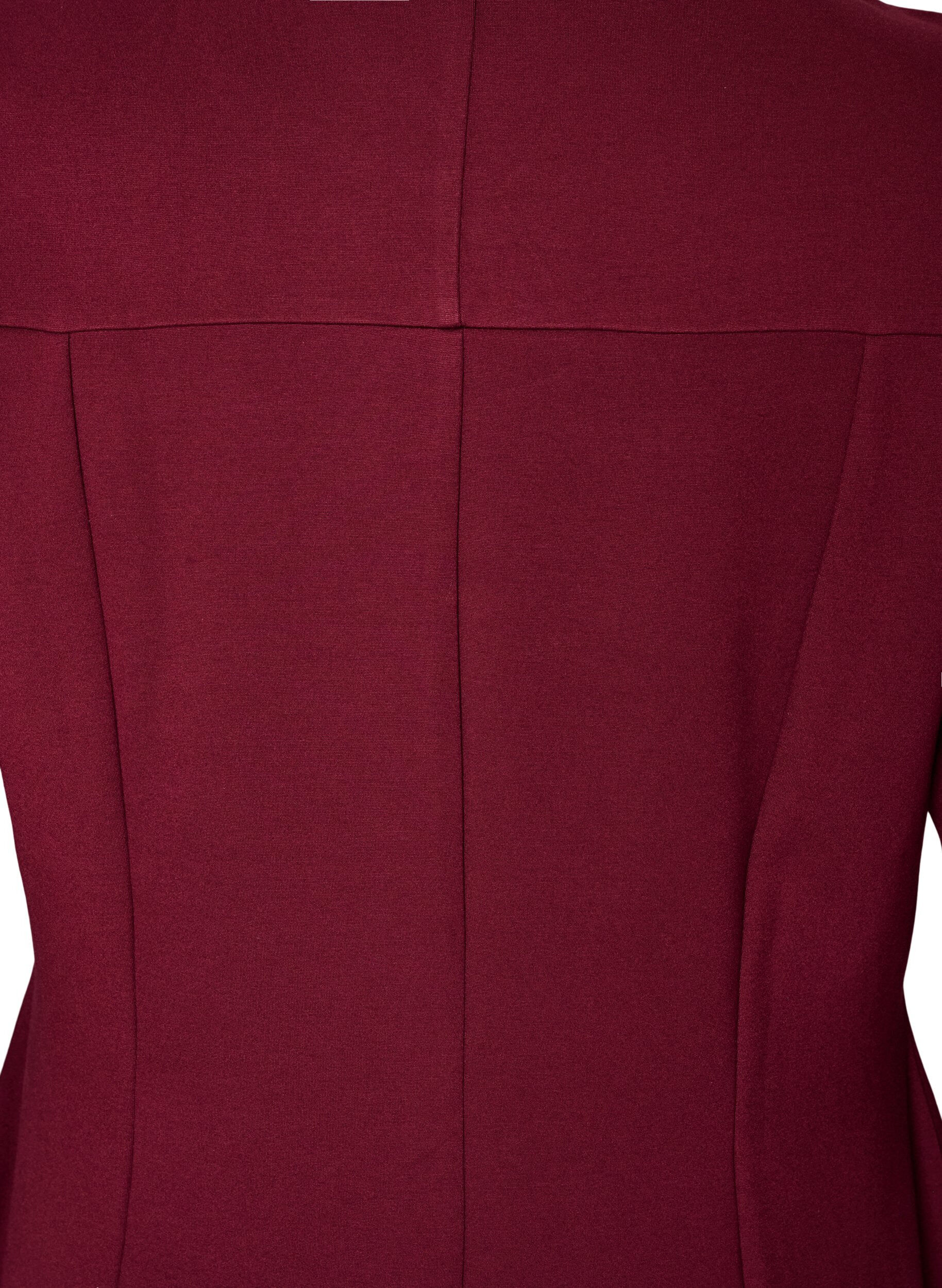 ZizziA-f&ouml;rmiges Kleid mit 3/4-&Auml;rmeln, Rot, Packshot image number 3