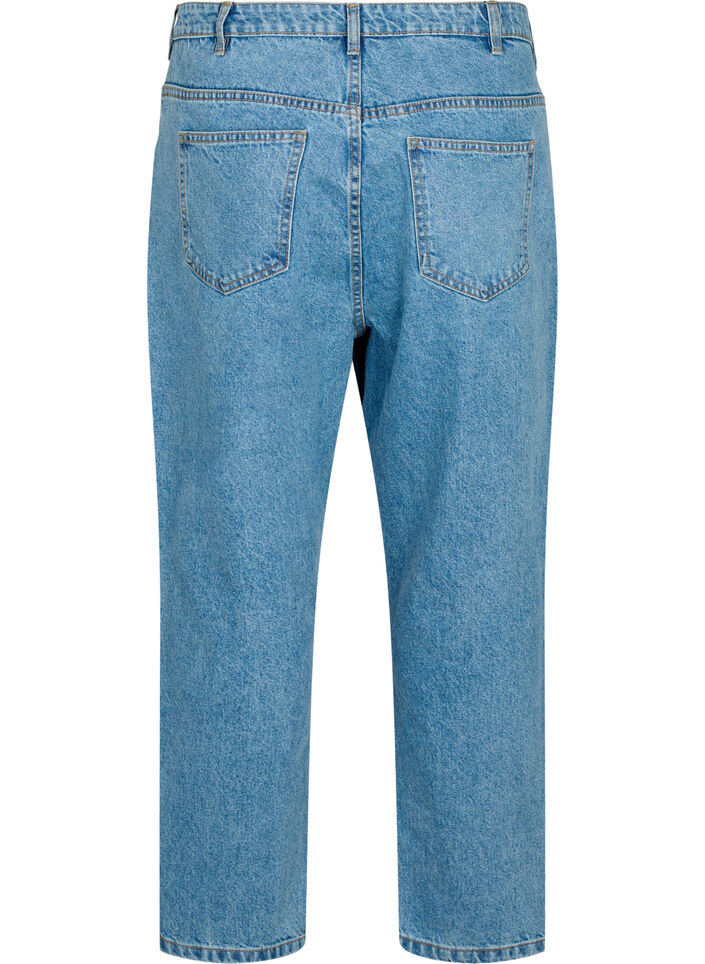 Cropped Mille Jeans mit hoher Taille, Light blue denim, Packshot image number 1
