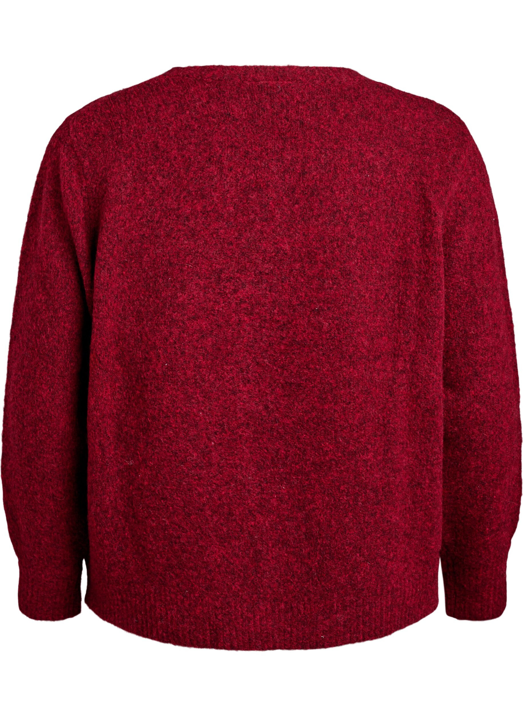 Zizzi Cardigan aus Wolle und Alpaka mit Zierkn&ouml;pfen, Rot, Packshot image number 1