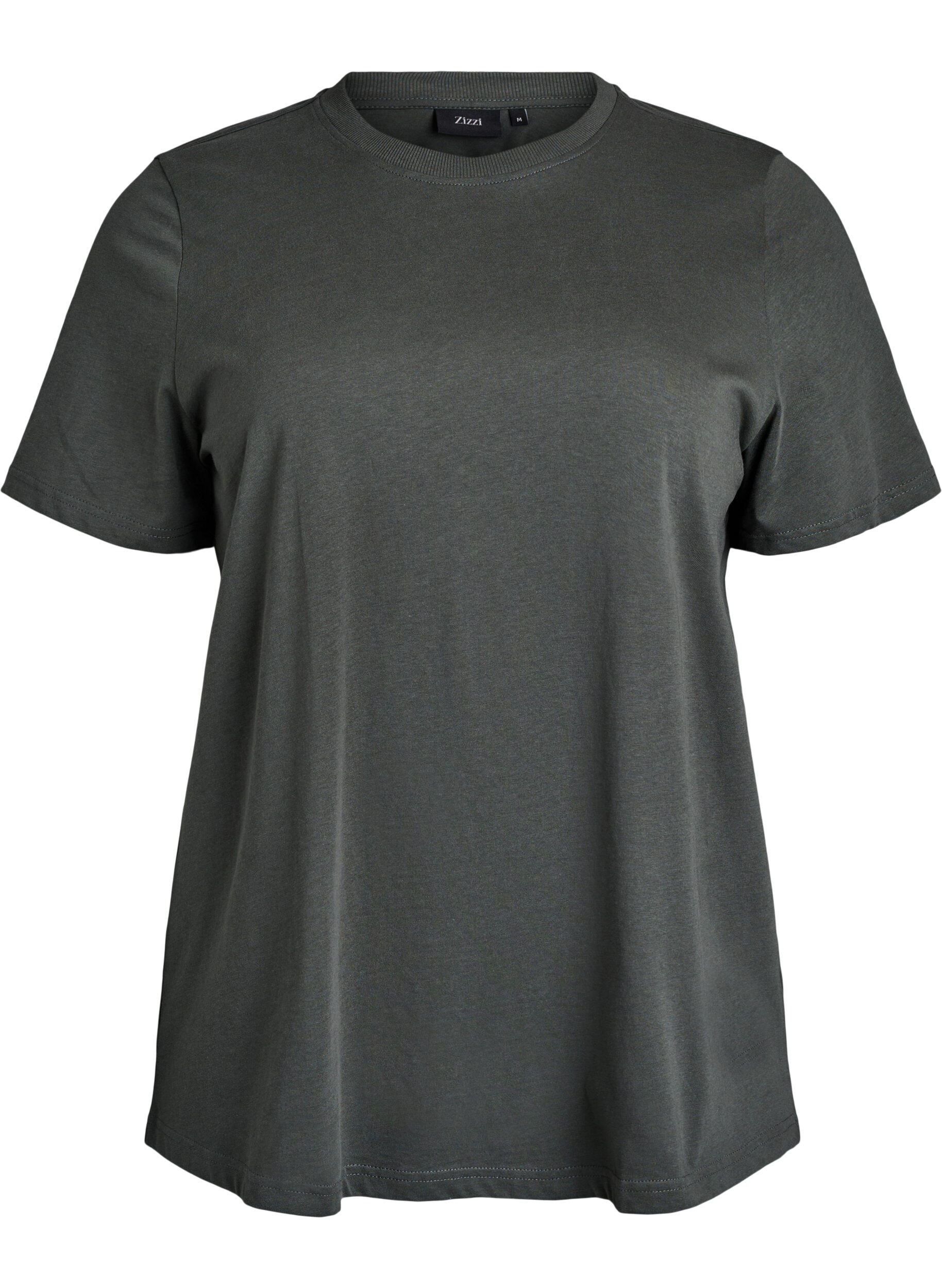 ZizziBasic-T-Shirt aus Baumwolle mit Rundhalsausschnitt, Gr&uuml;n, Packshot image number 0