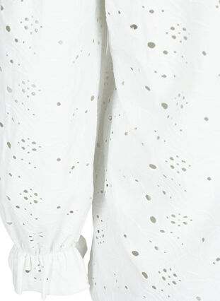  Langärmlige Bluse mit Lochmuster, Bright White, Packshot image number 3