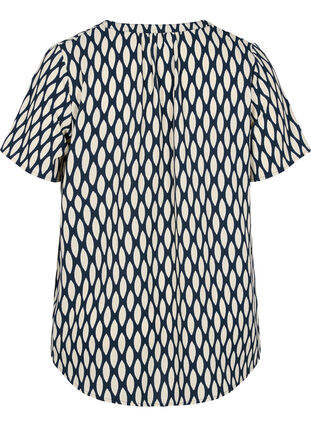 Bluse mit kurzen Ärmeln und V-Ausschnitt, Oval AOP, Packshot image number 1
