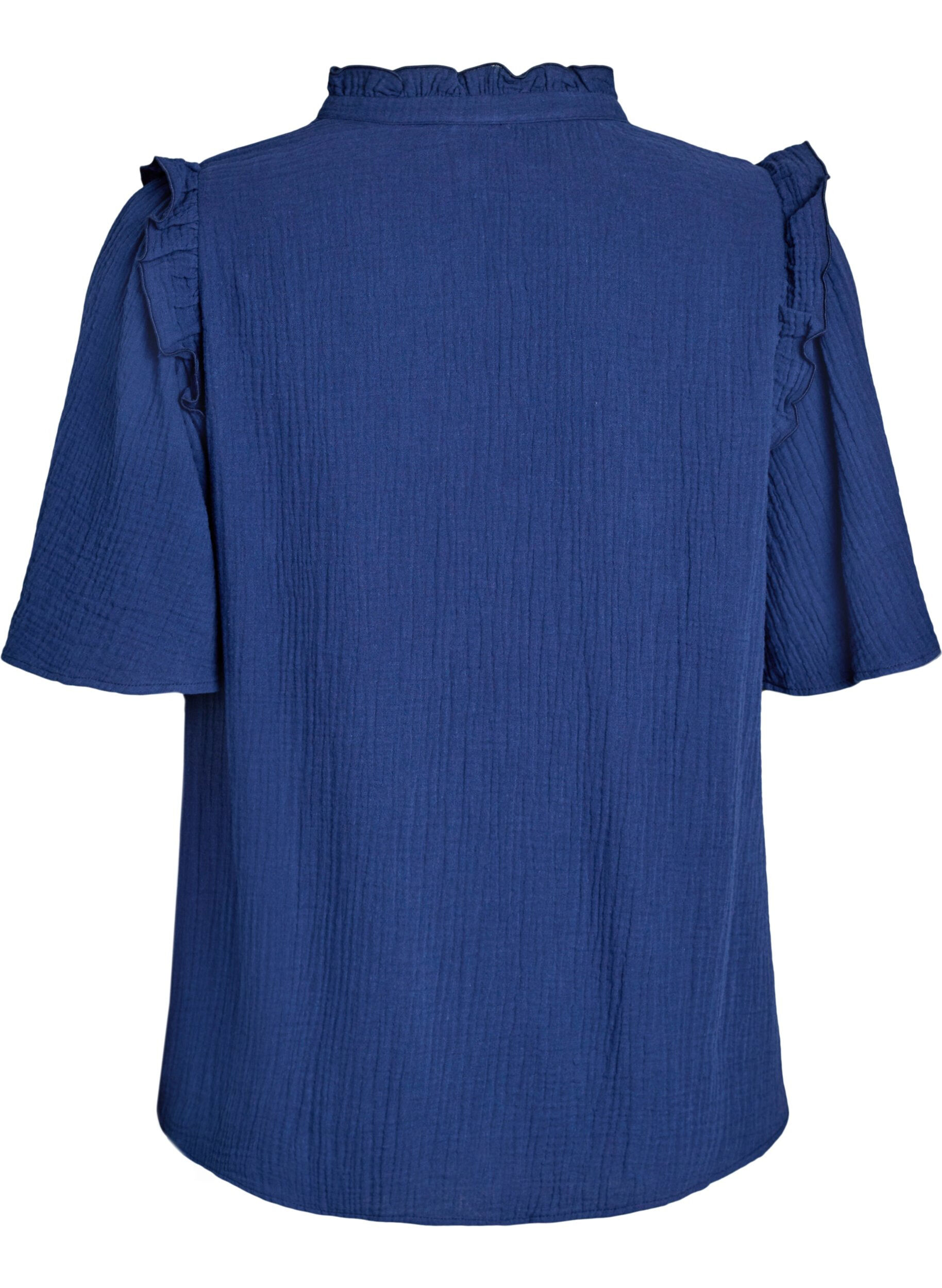 ZizziBluse aus Baumwoll-Musselin mit Broderie Anglaise und 1/2-&Auml;rmeln, Blau, Packshot image number 1