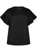 T-Shirt aus Bio-Baumwolle mit R&uuml;schen&auml;rmeln, Schwarz, Packshot image number 0