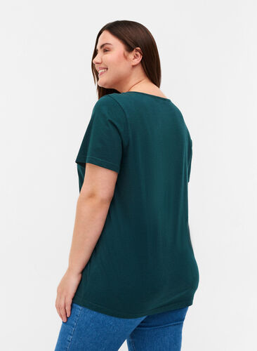 Kurzarm T-Shirt mit V-Ausschnitt und Mesh, Ponderosa Pine, Model image number 1