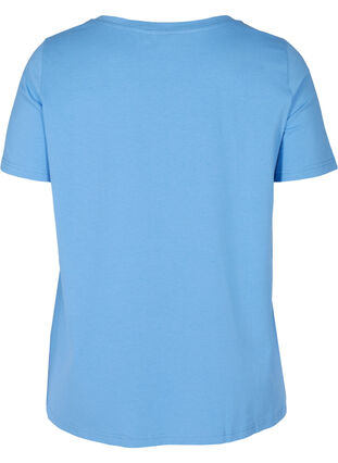 Kurzarm T-Shirt aus Baumwolle mit Aufdruck, Ultramarine OPTIMISM, Packshot image number 1