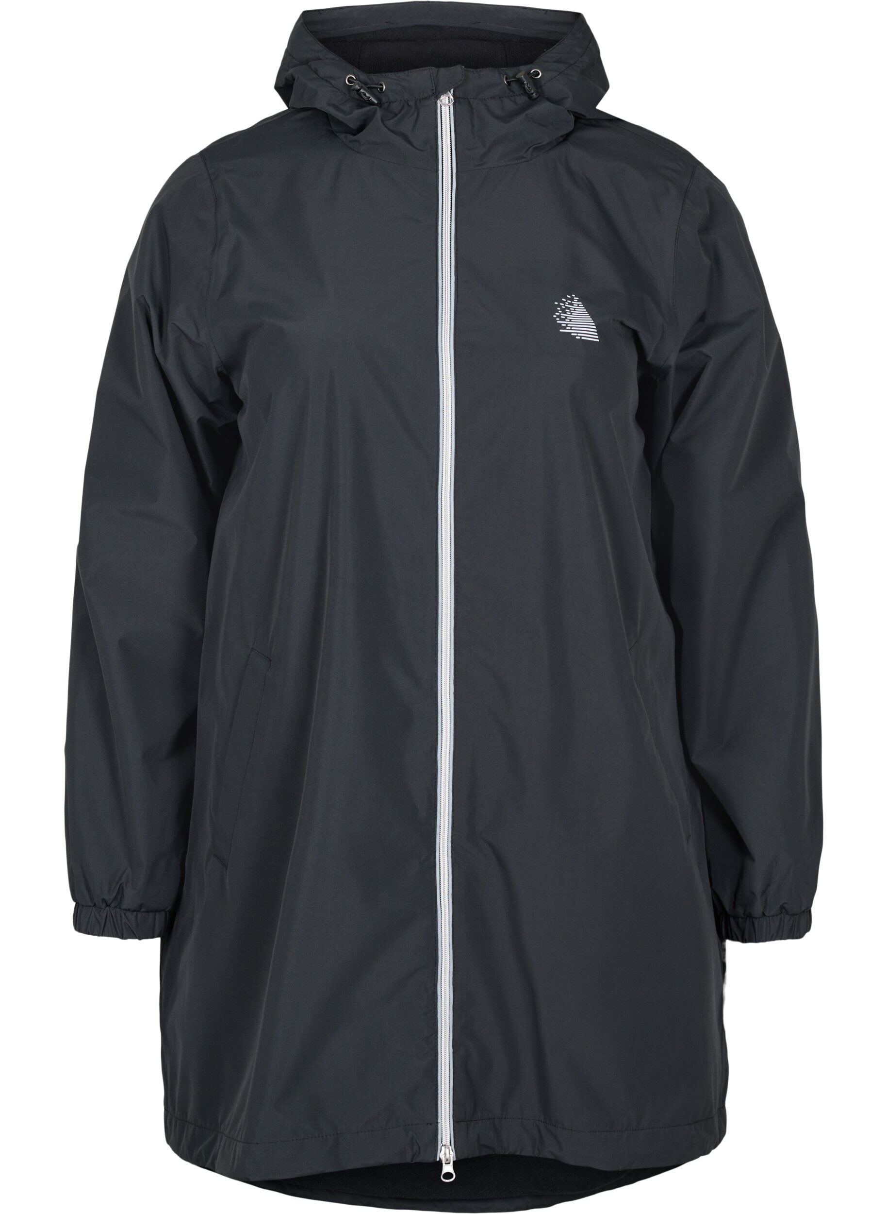 Zizzi Regenjacke mit Kapuze und Reflektoren-Piping, Black, Packshot image number 0