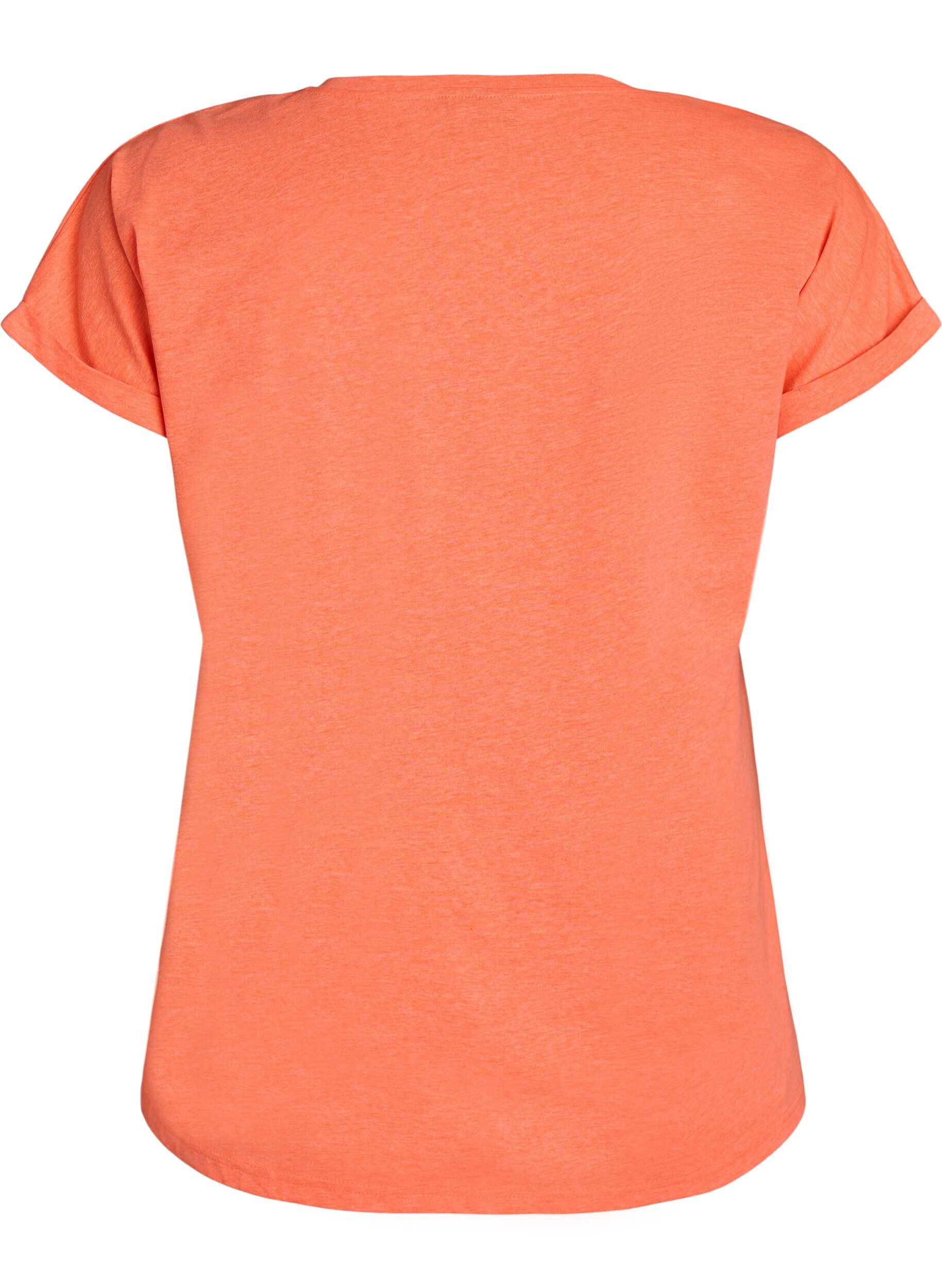 Zizzi Neonfarbenes T-Shirt aus Baumwolle, Orange, Packshot image number 1