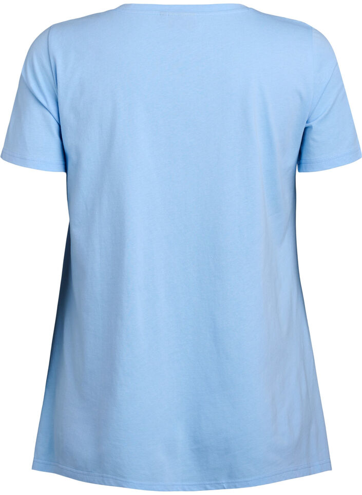 T-Shirt mit Rundhalsausschnitt und A-Linie, Blau, Packshot image number 1