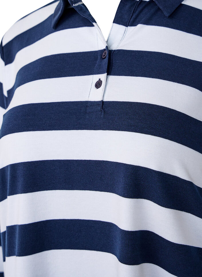 Langarm-Poloshirt mit Streifen, Blau, Packshot image number 2