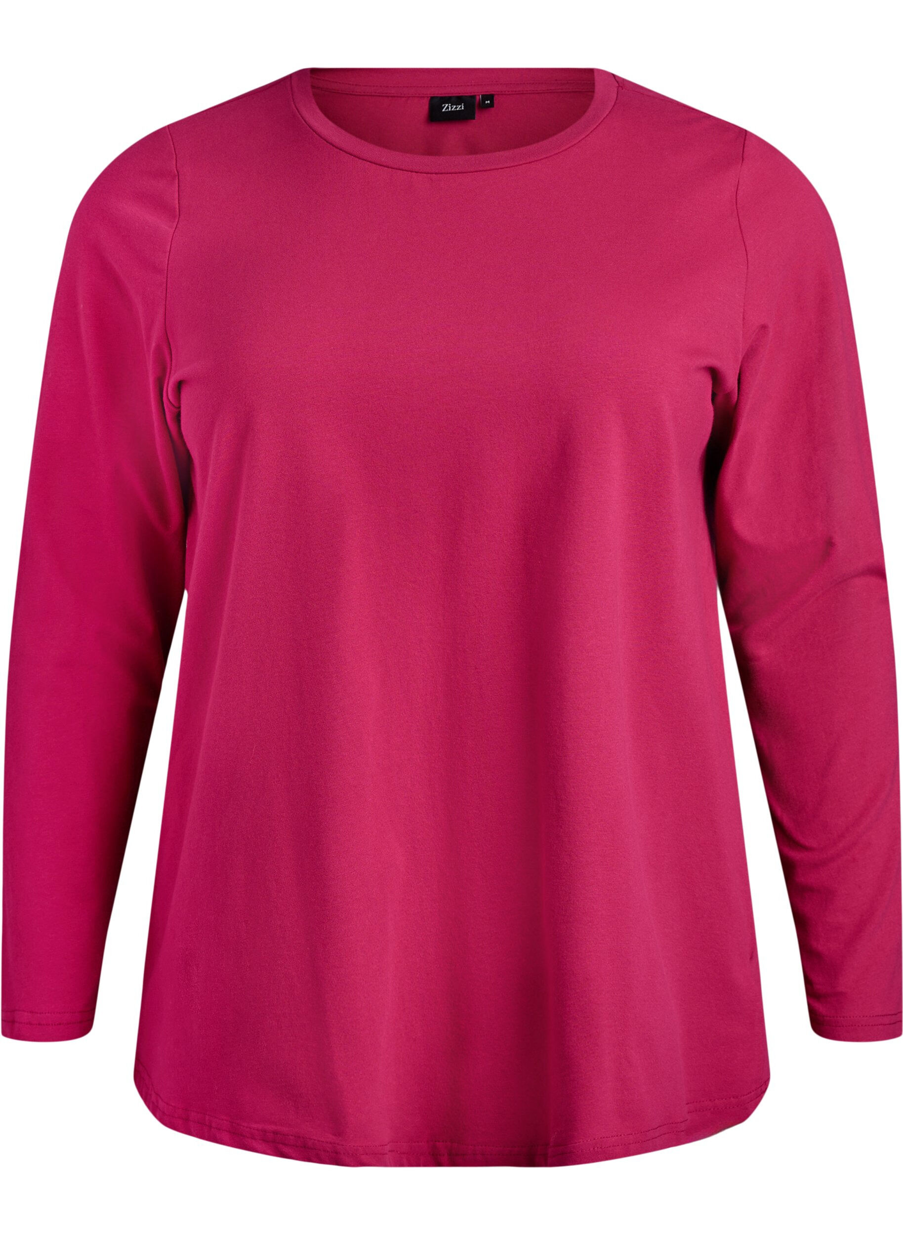 ZizziBasic Top aus Jersey mit langen &Auml;rmeln, Pink, Packshot image number 0